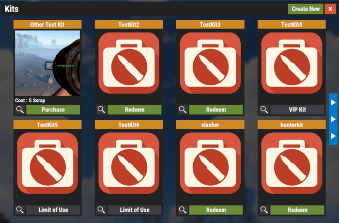 rust kits plugin gui create kit